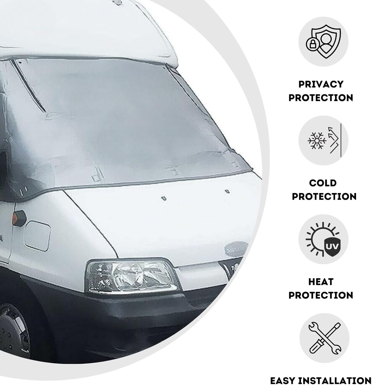 Außen Thermofenstermatte Silber Thermoschutz Abdeckung für FIAT Ducato, Peugeot Boxer, Citroen Jumper von 1994-2005 Außenisoliermatte Wohnmobil Abdeckung Sonnenschutz