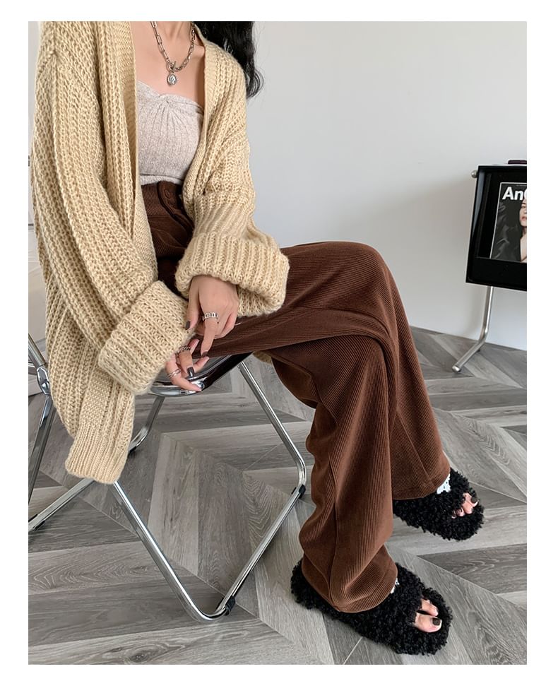 Dragan Pulse - Hoge taille effen corduroy broek met wijde pijpen