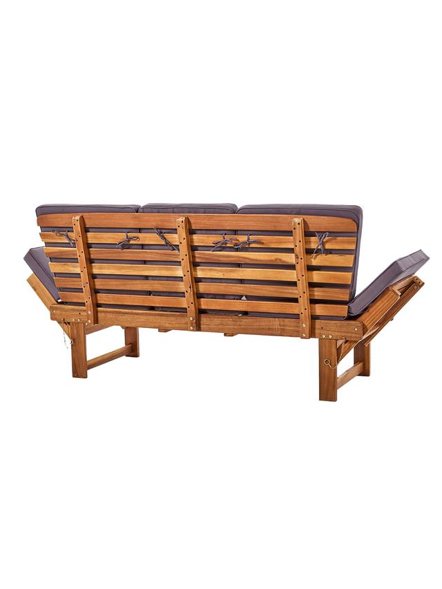 3-in-1 Holzbank – Bank, Liege & Sitzmöbel