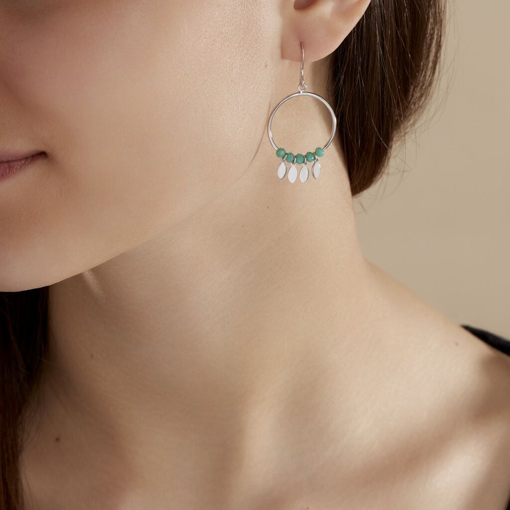 Boucles D'oreilles Pendantes Polyna Argent Blanc Pierre De Synthese