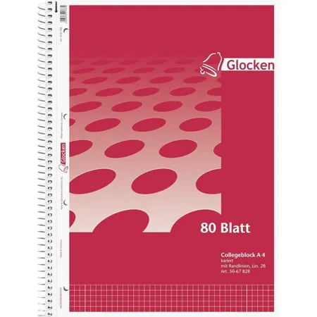 Glocken Collegeblock A4 kariert, Lineatur 28