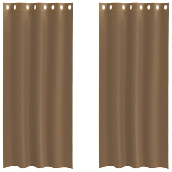 vidaXL Cortinas de Voile com Ilhós 2 Peças Castanho-claro - 3401200573