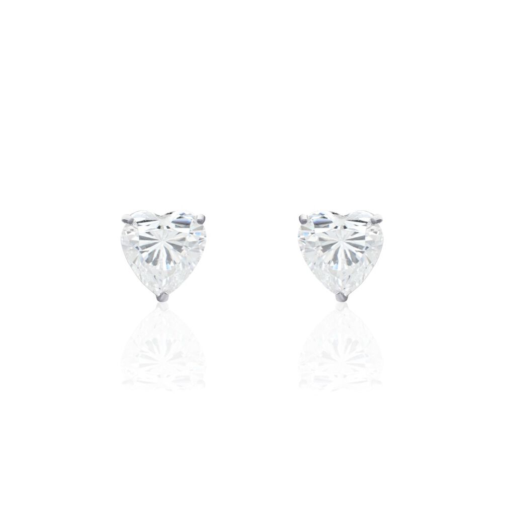 Boucles D'oreilles Puces Or Blanc Katherine Oxyde De Zirconium