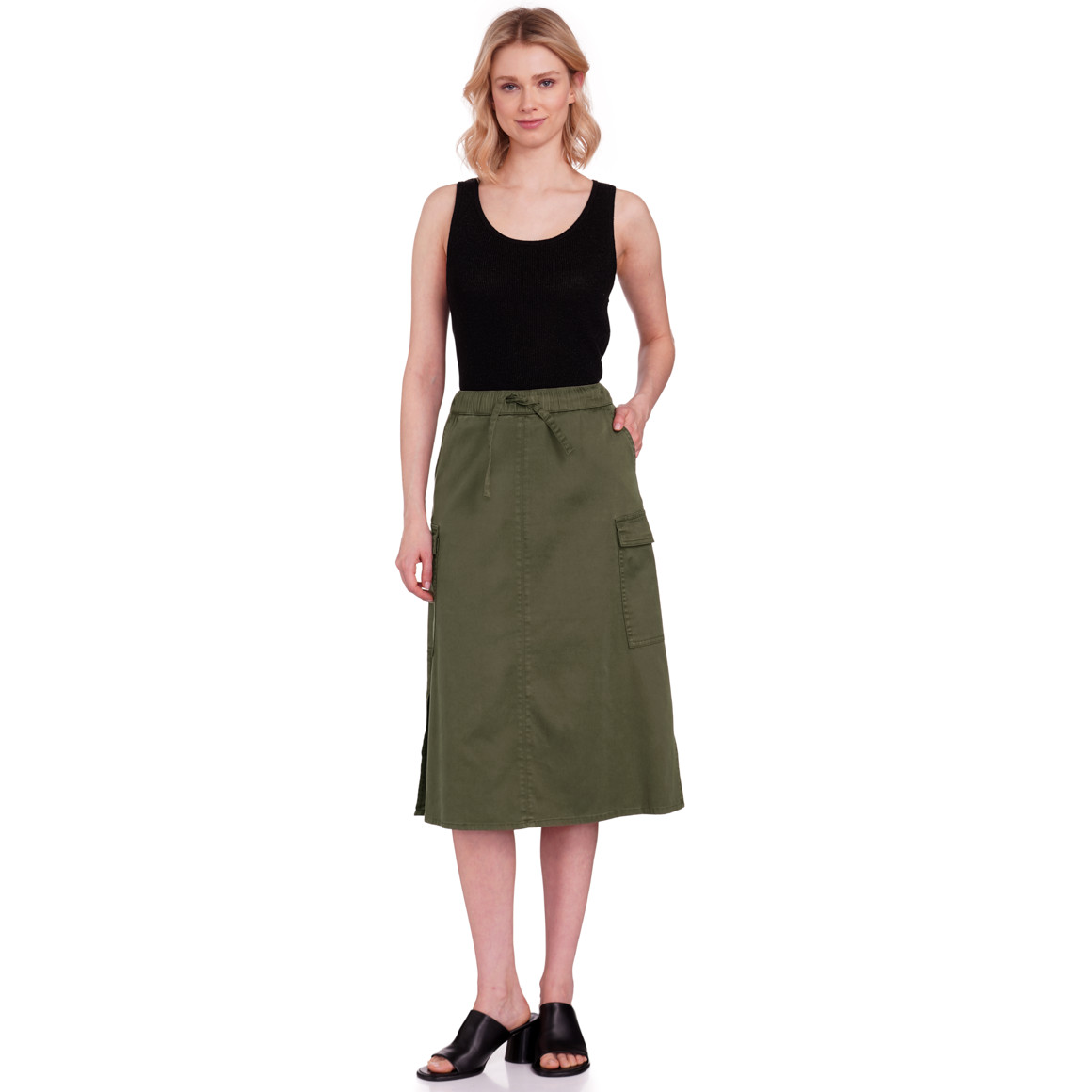 Gina Collection Damen Rock mit Tunnelzug dunkelgrün