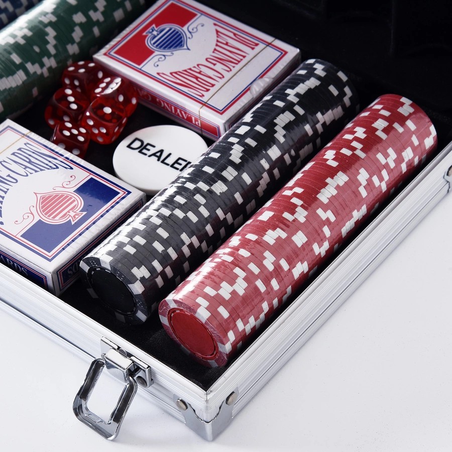 HOMCOM Pokerkoffer mit 200 Chips silber