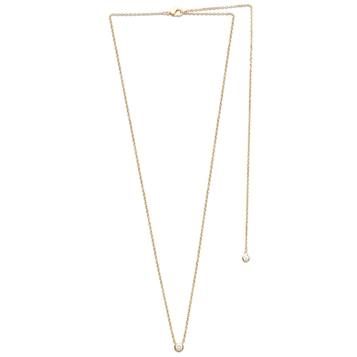 Collier Chaîne de dos oxyde de zirconium pendant clos Plaqué OR 750 3 microns