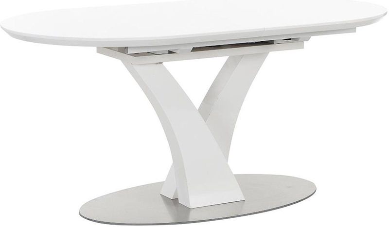 TALARA - Eettafel - Wit - MDF en Roestvrij Metaal - Uittrekbaar voor 6 à 8 Personen