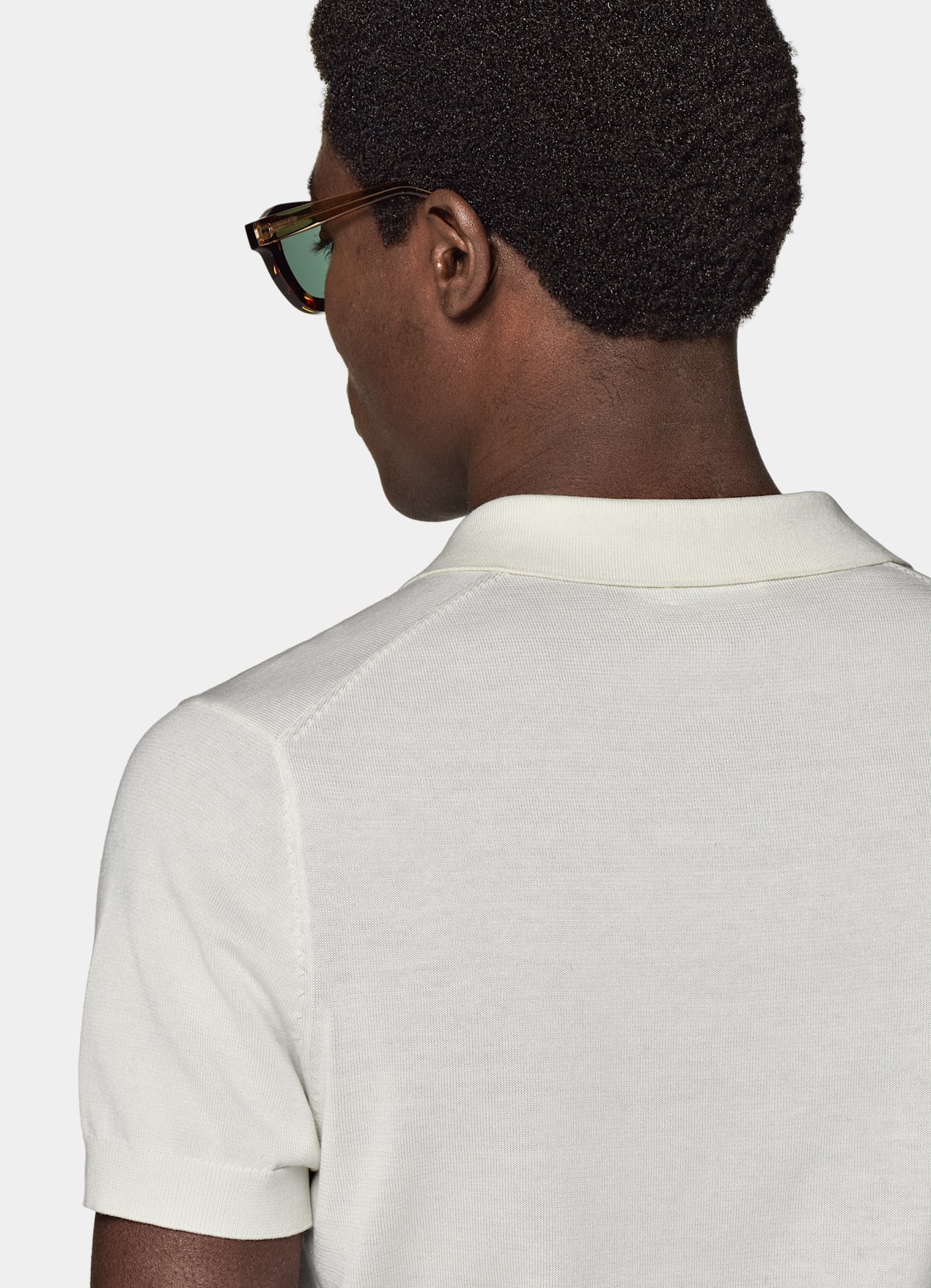 Polo sans boutons blanc cassé