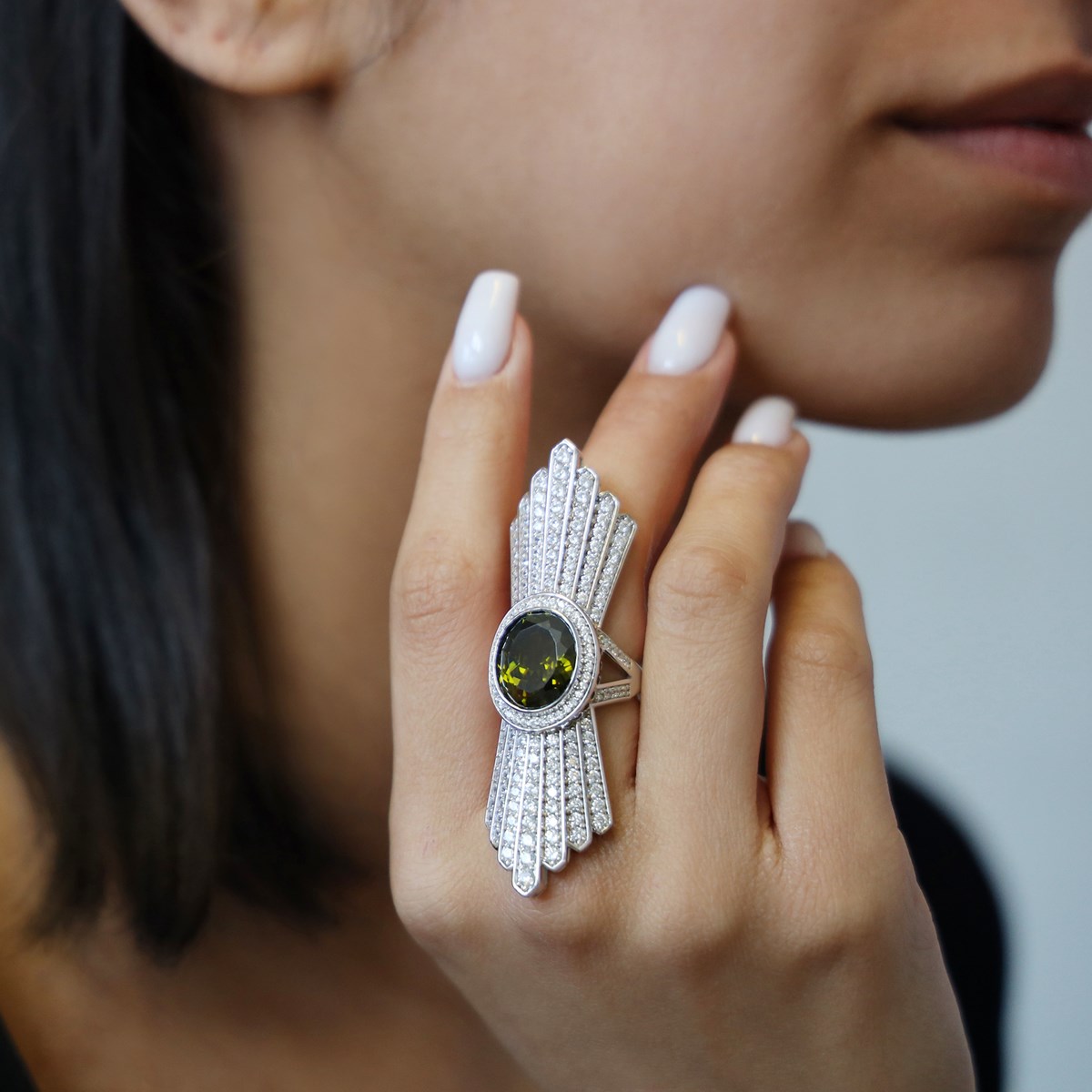 Bague Argent Noeud Papillon Péridot