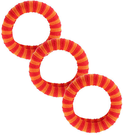 By Stær Haargummi - 3er-Pack - Ea - Orange/Rot Gestreift