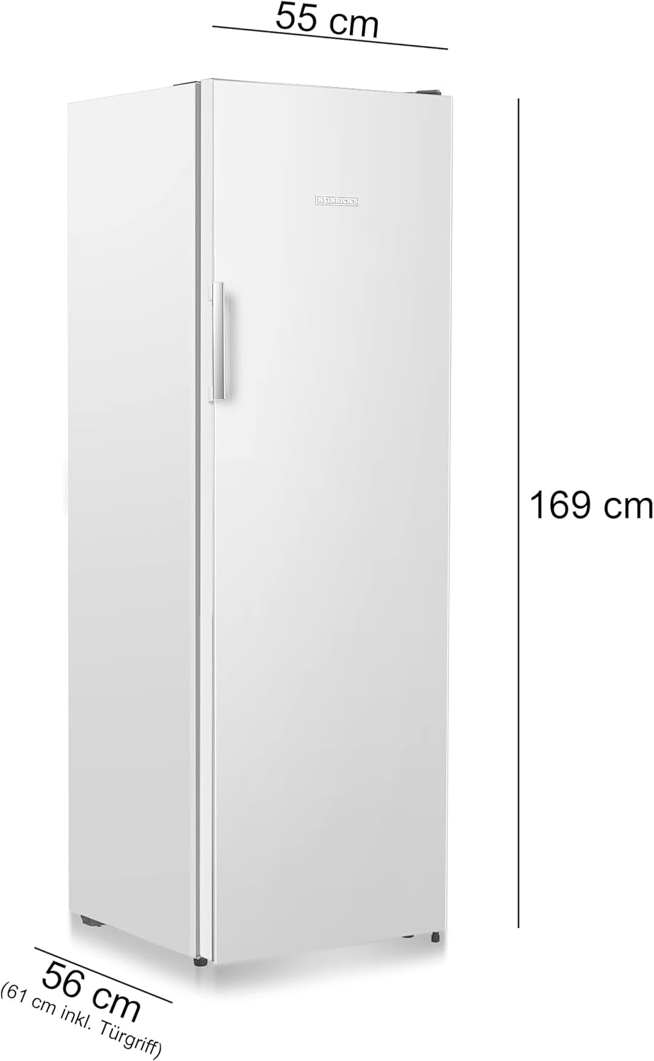 Heinrich´s Gefrierschrank 194 Liter, Temperatur:-14°C~-24°C, Freezer, No-Frost Schutz, 5x Gefrierschublade +1x Gefrierfach, LED-Display,Airflow, wechselbarer Türanschlag, Alarmfunktion, weiß