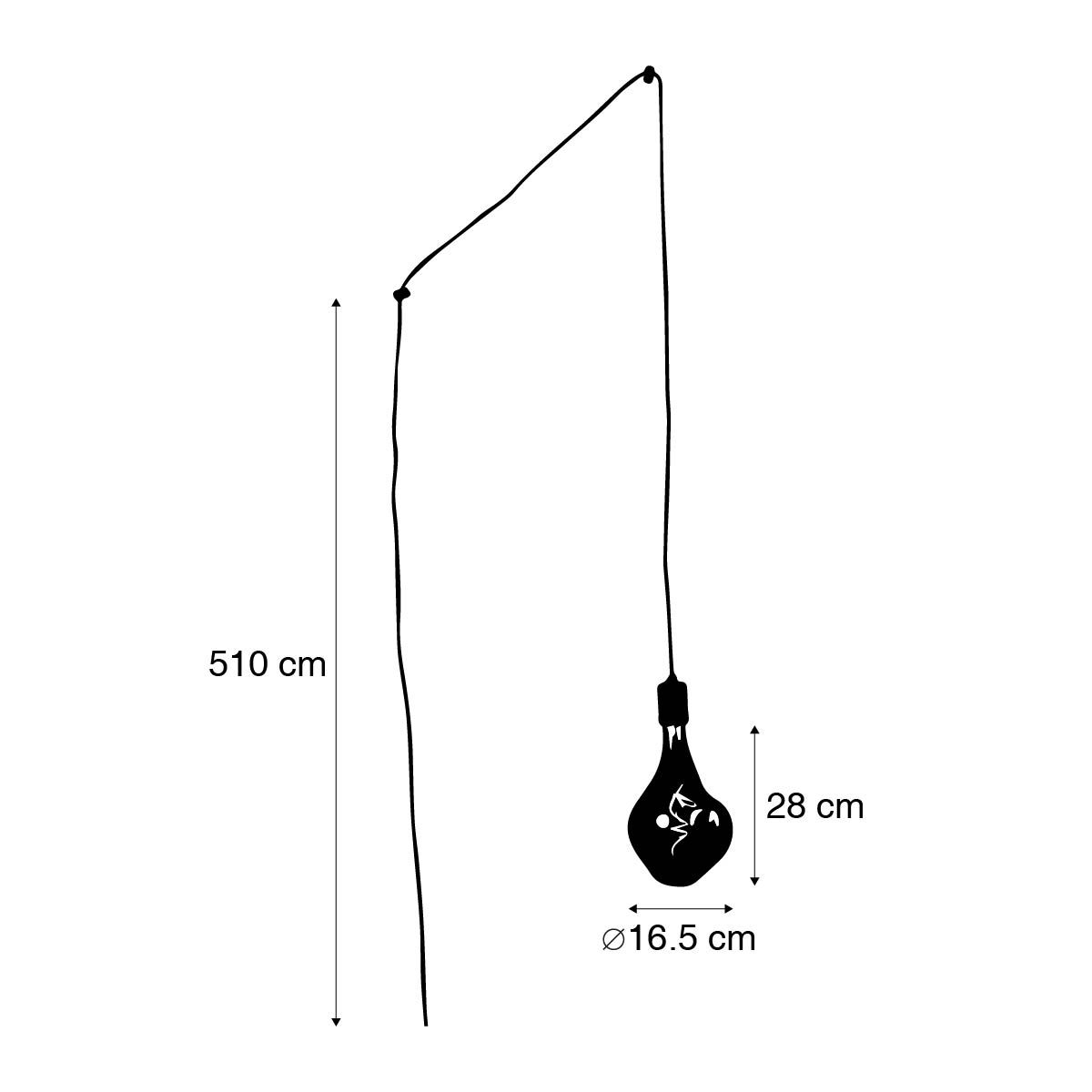 Hanglamp zwart met stekker incl. PS160 goud dimbaar- Cavalux
