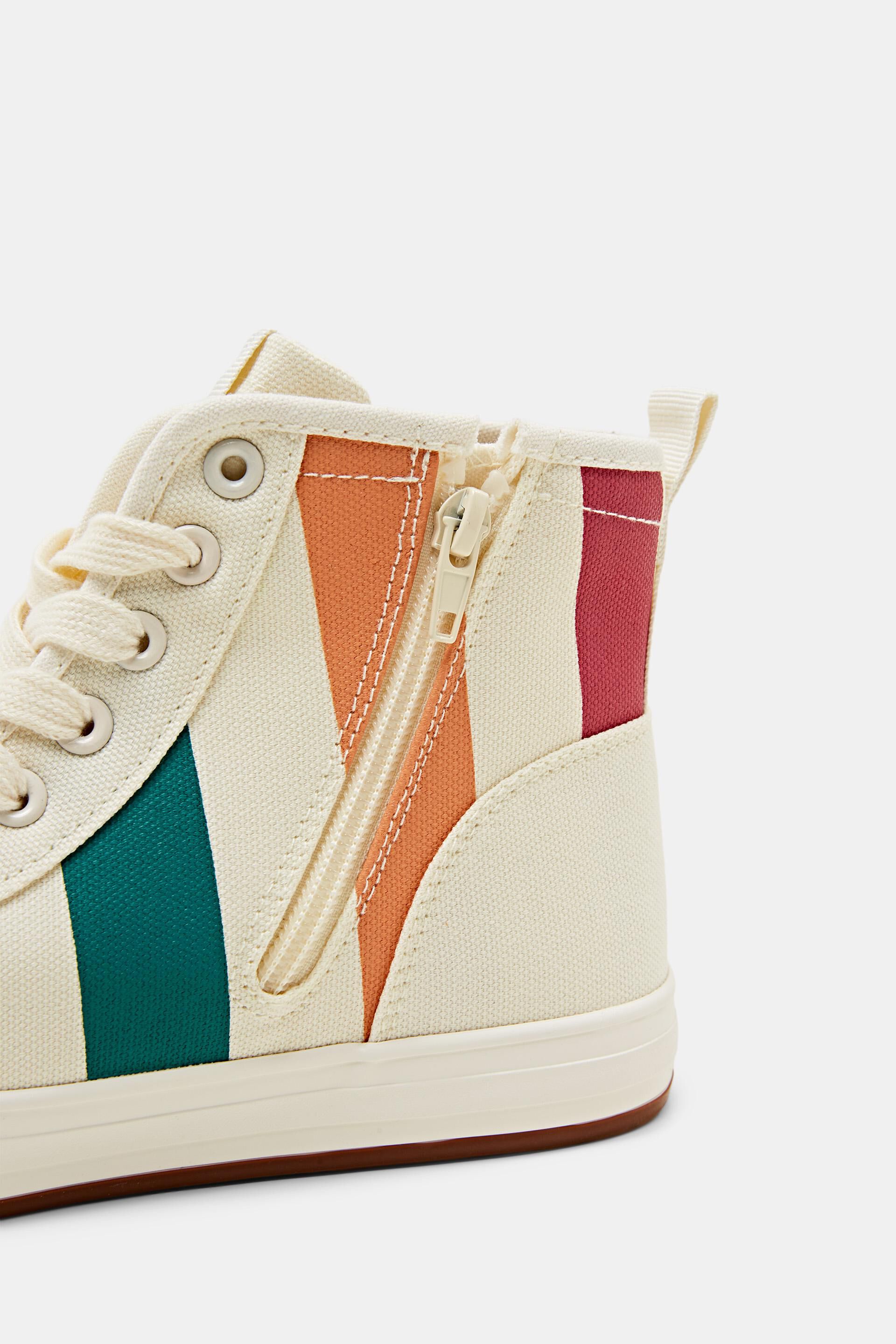 Sneakers montantes à rayures en toile