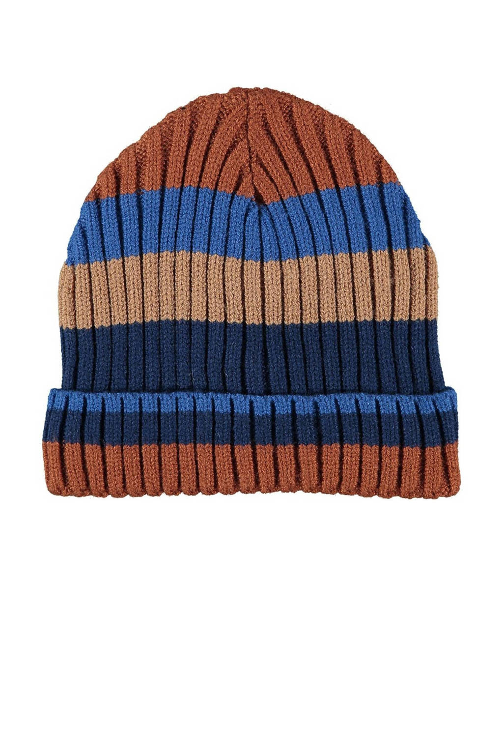 Sarlini gestreepte muts bruin/blauw/camel
