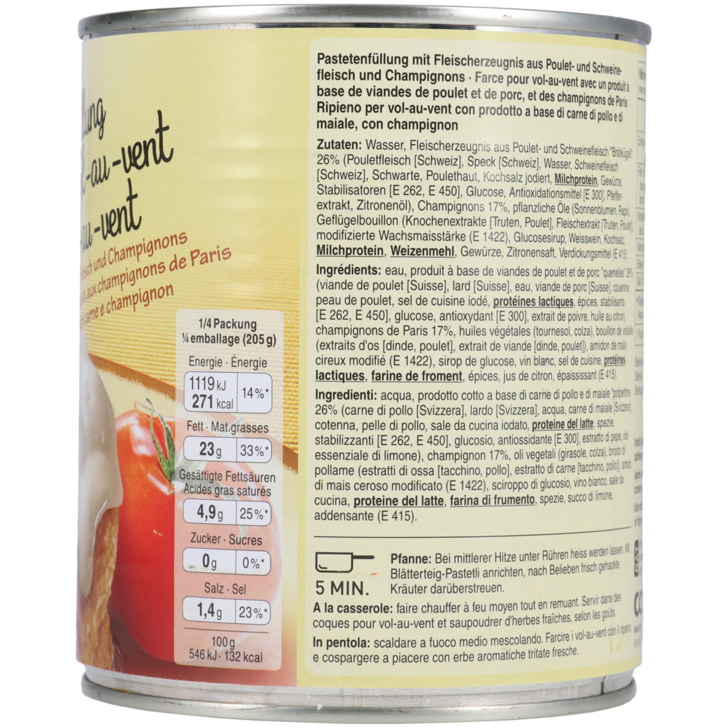 Prix Garantie Pastetenfüllung