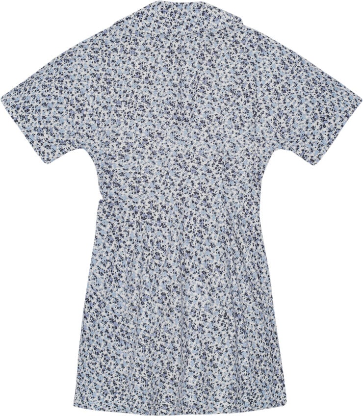 Ganni Printed Cotton Wrap Mini Dress Glacier lake