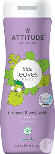Attitude Little Leaves Shampoing Et Gel Nettoyant 2En1 Poire Et Vanille Flacon 473ml