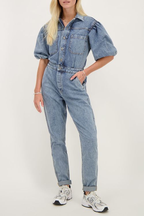 Lichtblauwe denim jumpsuit