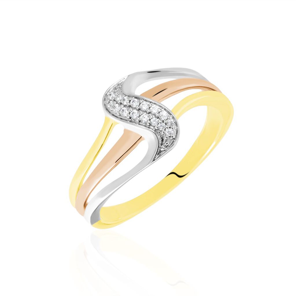 Bague Or Tricolore Dionyse Oxydes De Zirconium