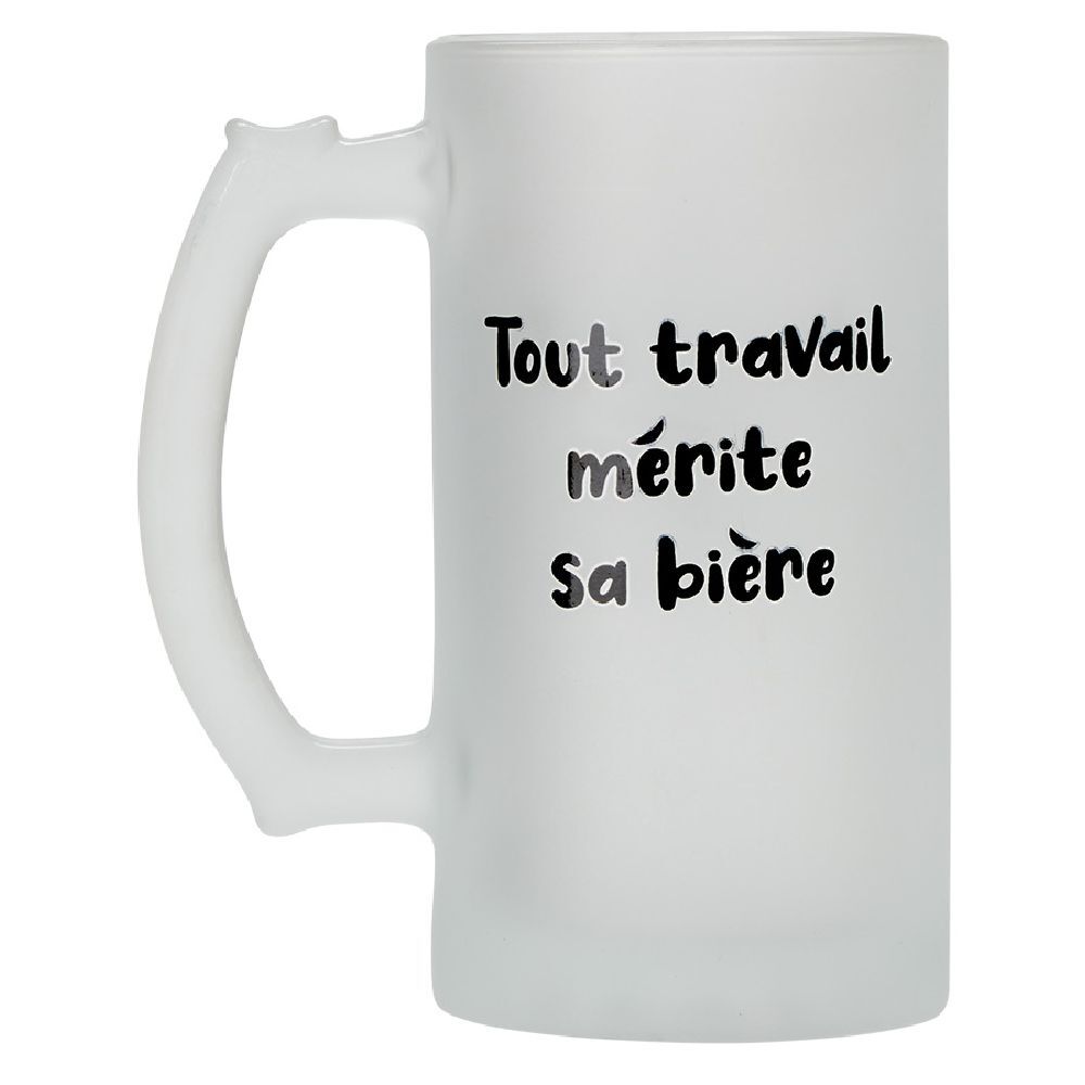 Chope de bière en verre imprimé humour