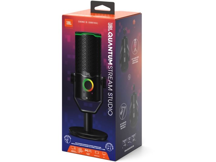 JBL Kondensatormikrofon Quantum Stream Studio Schwarz USB-Streaming-Mikrofon mit dreifachem Kondensator