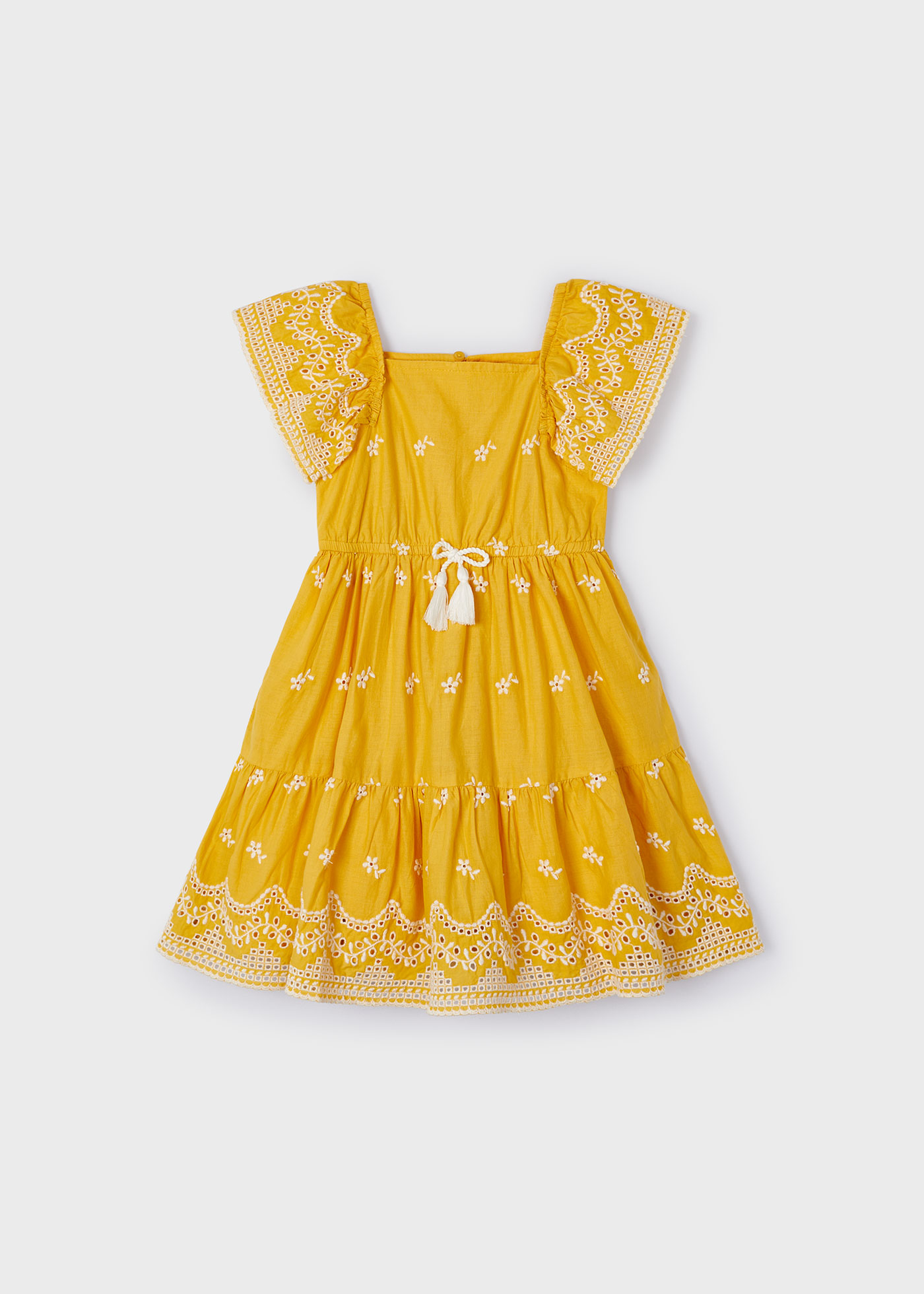 Vestido bordado com contraste estilo maçã para meninas