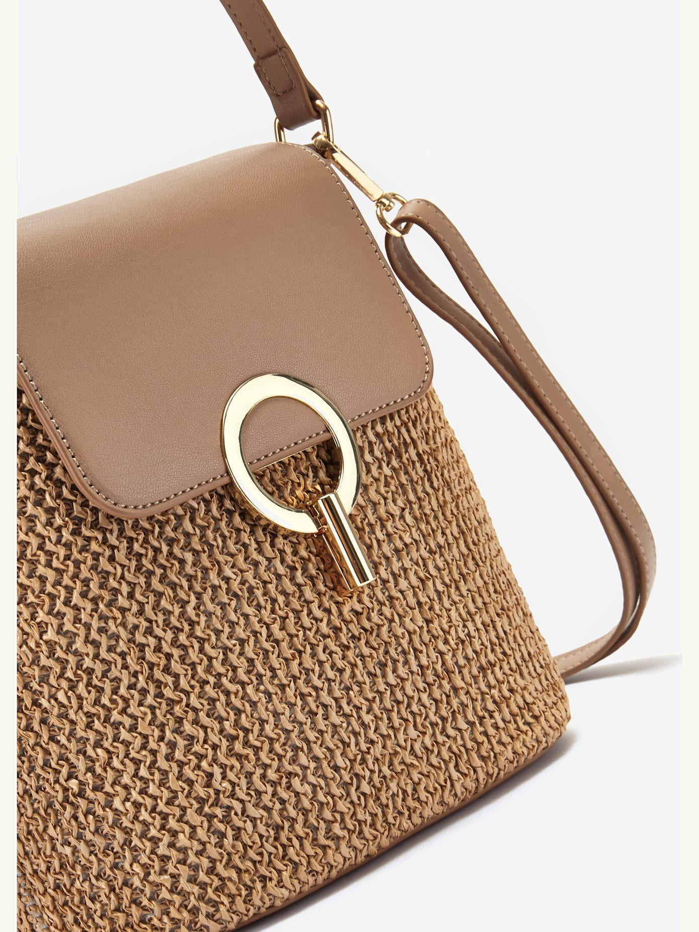 Sac en bandoulière élégant sac à main avec détails couleur or et bandoulière amovible