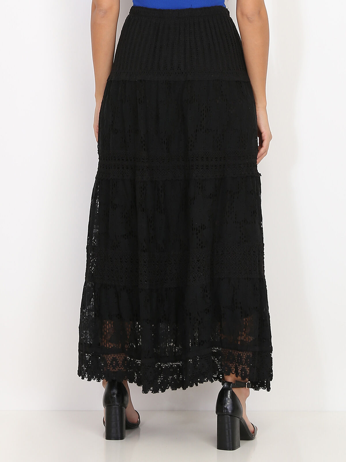 Jupe en crochet et dentelle- Noir