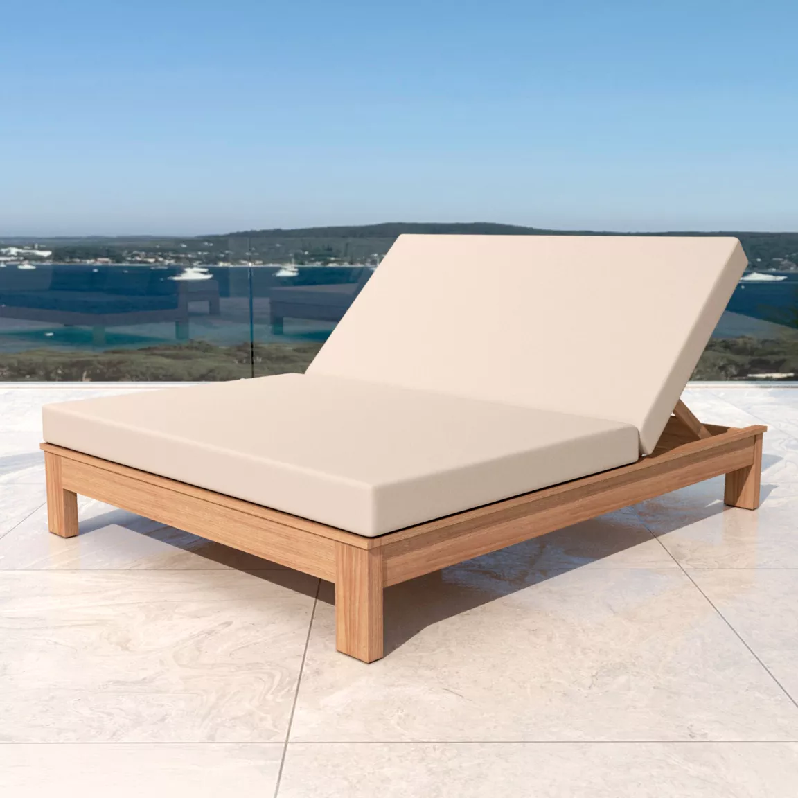 Transat double en bois d'acacia Bornéo Sable