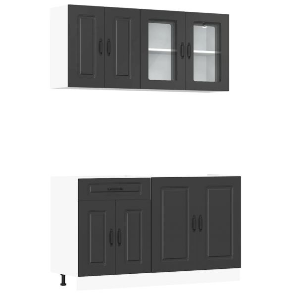 vidaXL 4 Peças Armário de Cozinha Conjunto Kalmar Preto - 4204502530