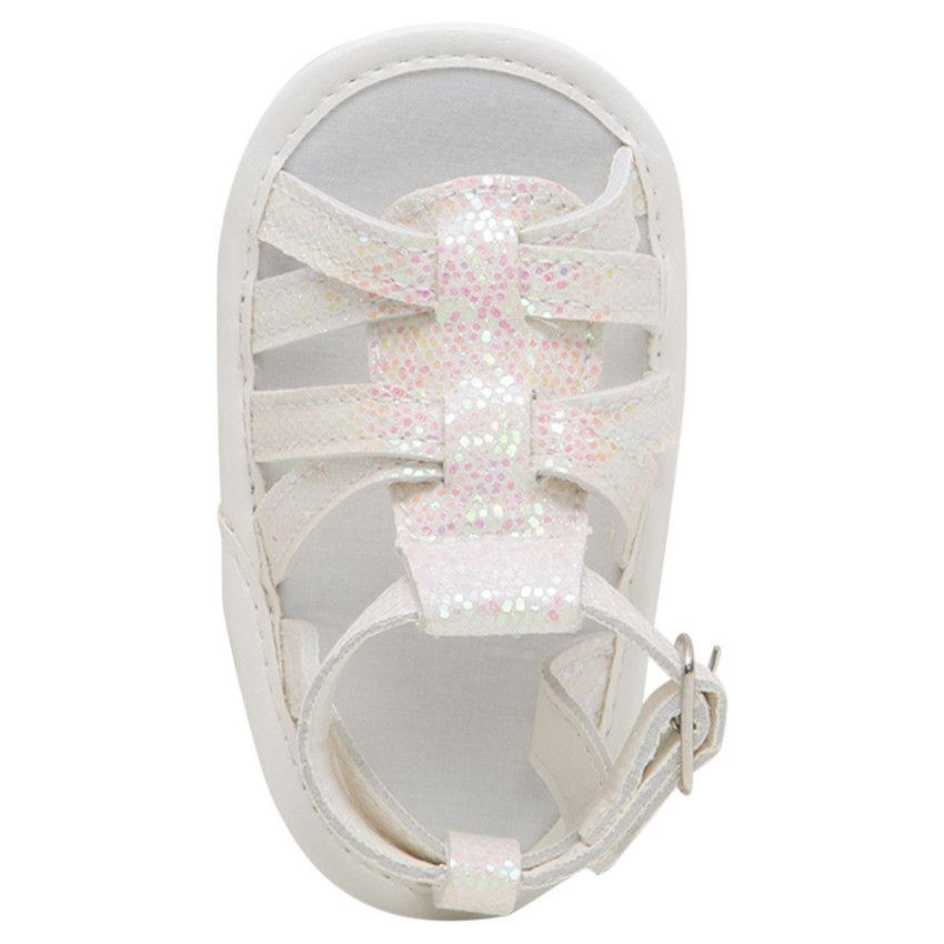 Nu-pieds souples à paillettes iridescentes - Blanc