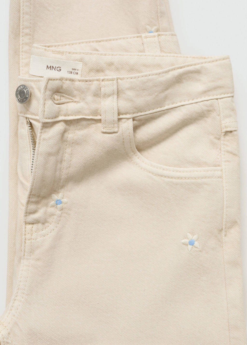 Mango Kids gebloemde high waist straight leg jeans beige