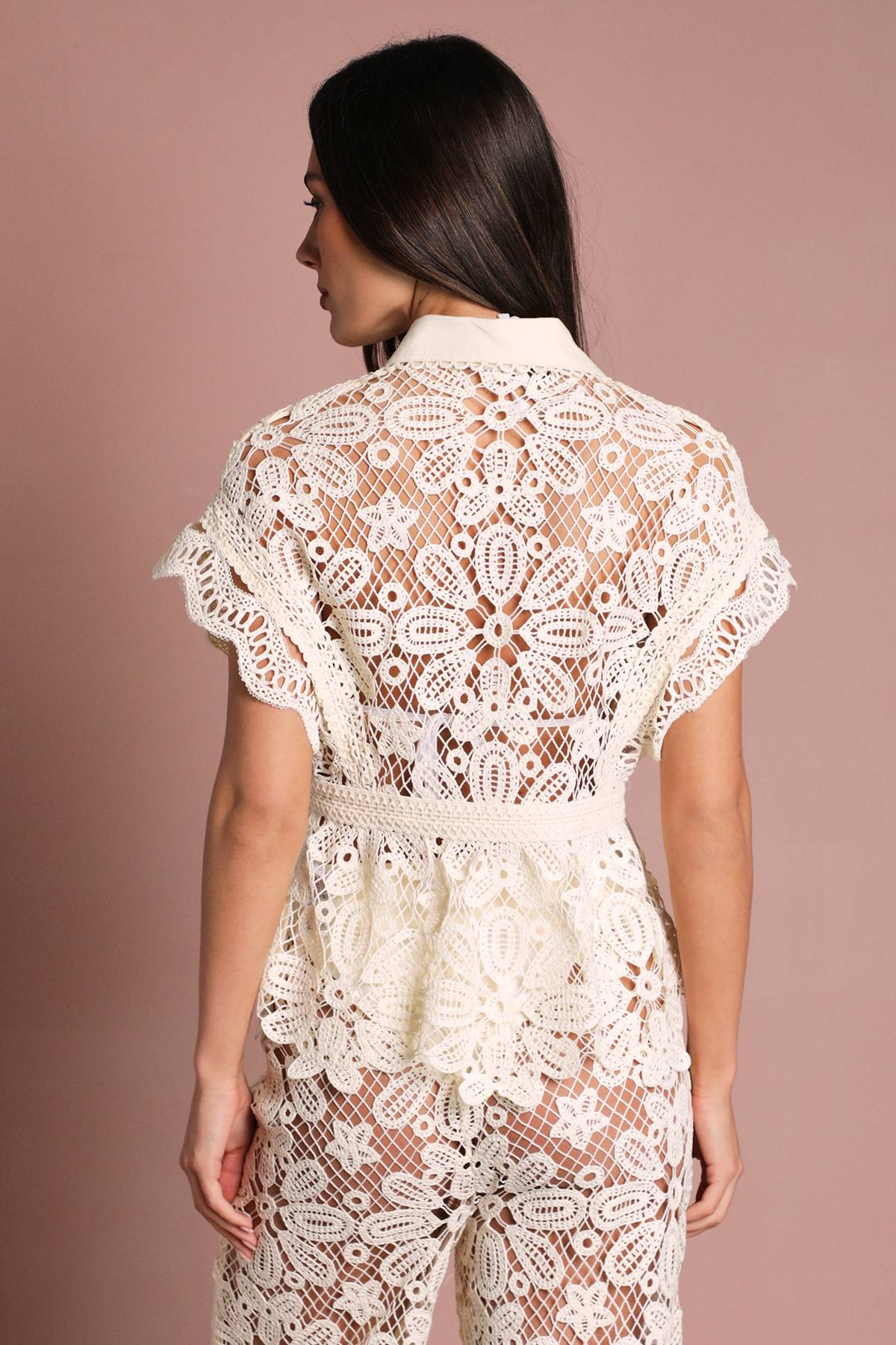 Coast Chemisier De Mariage En Dentelle Au Crochet Avec Boutons Nacrés