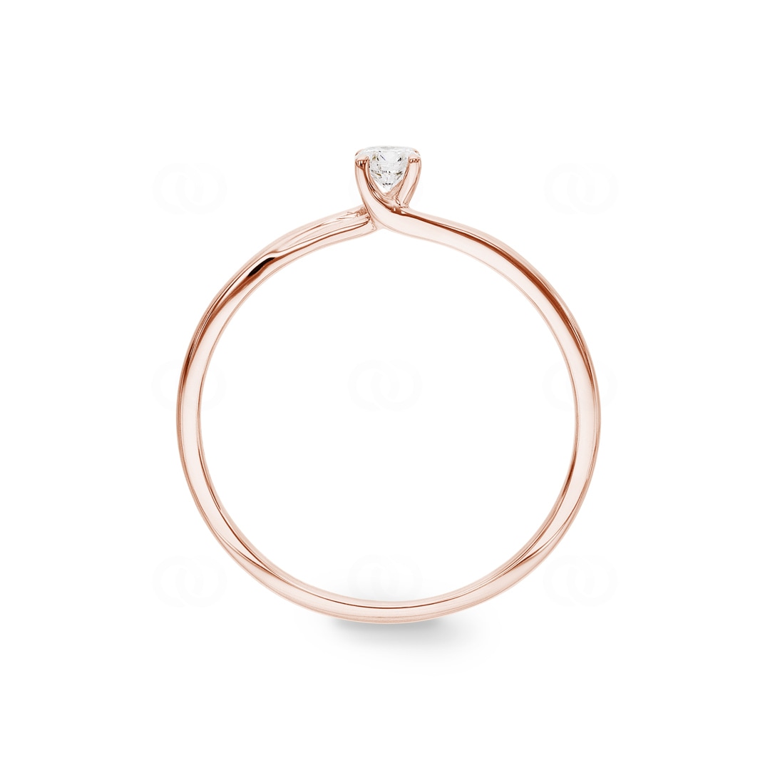 Solitärring 750/18 K Roségold mit Diamant 0.12ct H/Si
