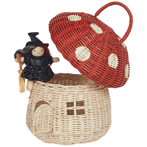 Olli ella opbergmand en poppenhuis paddenstoel - rood - 28 cm