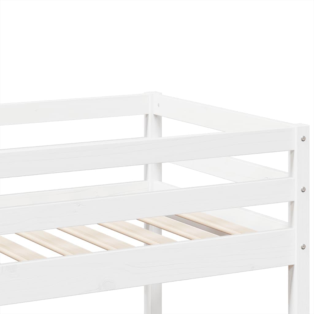 vidaXL Etagenbett, Kinderbett mit Rausfallschutz Leiter, Stockbett mit Lattenrost, Bett Holzbett Bodenbett, Weiß 75x190cm Massivholz Kiefer