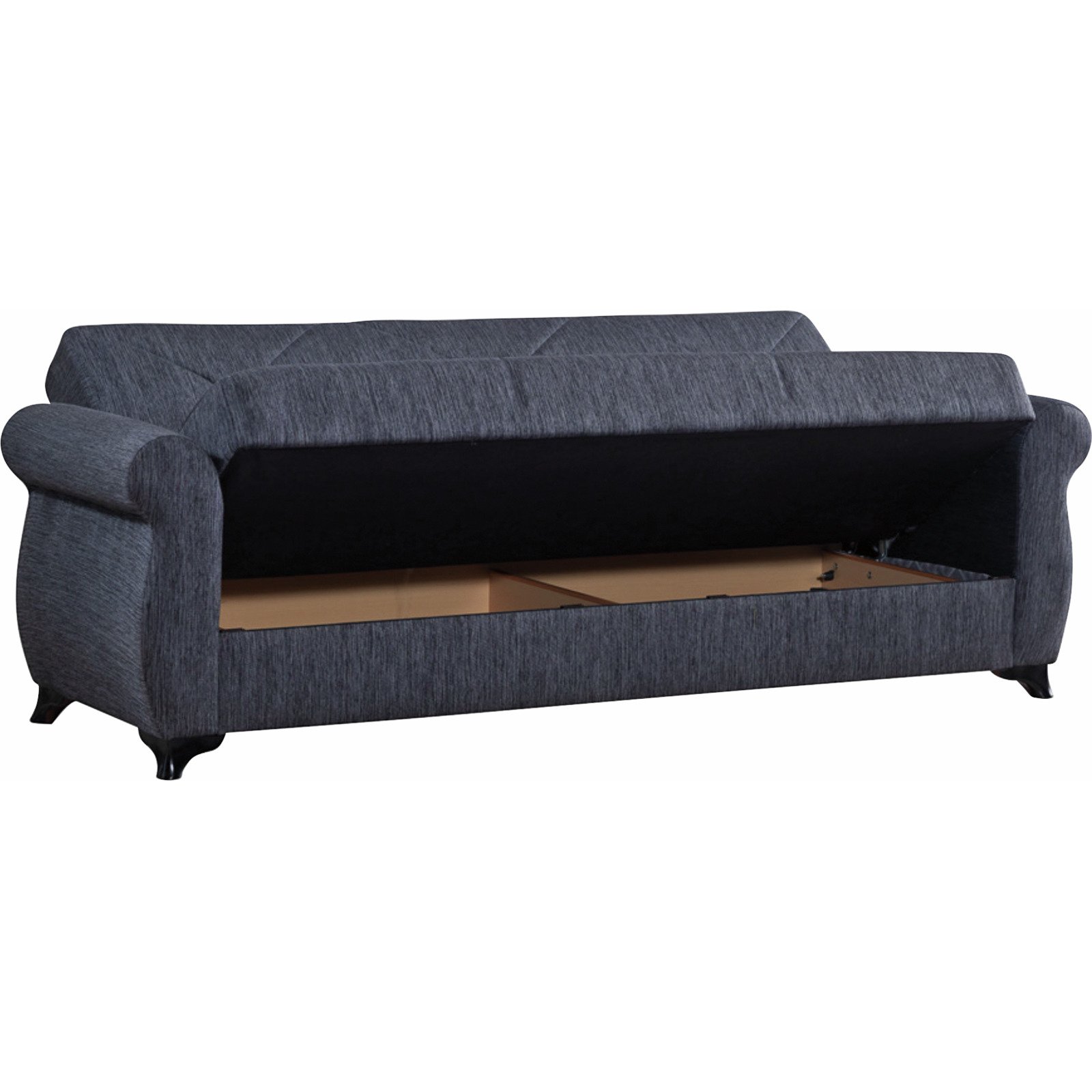Bettsofa Rana Stoff dunkelgrau, Bettkasten