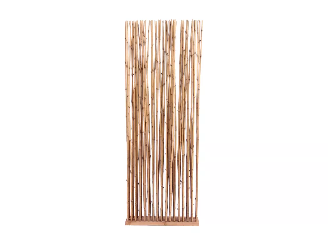 Paravent en bois et tiges de bambou