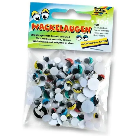 Folia Wackelaugen mit Wimpern 100 stück