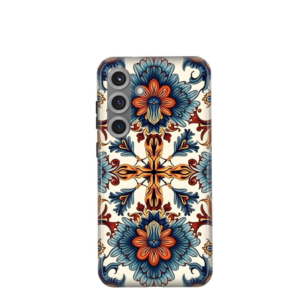 Samsung Galaxy S25 Plus Hybrid (Kunststoff / Gummi) Hülle Majolika Blütenzauber - Braun
