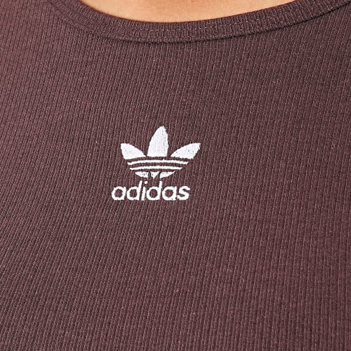Tee Shirt Manches Longues Crop Femme Rib IJ5385 Marron
