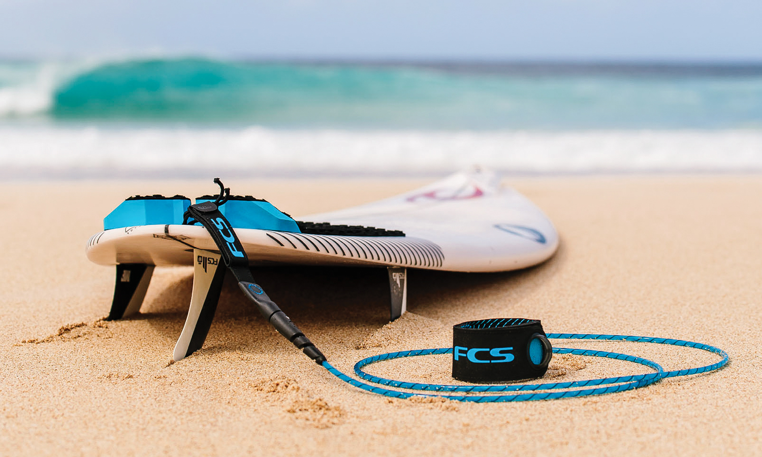 FCS Freedom HELIX leash 6'0 - All Round Natural / Black
