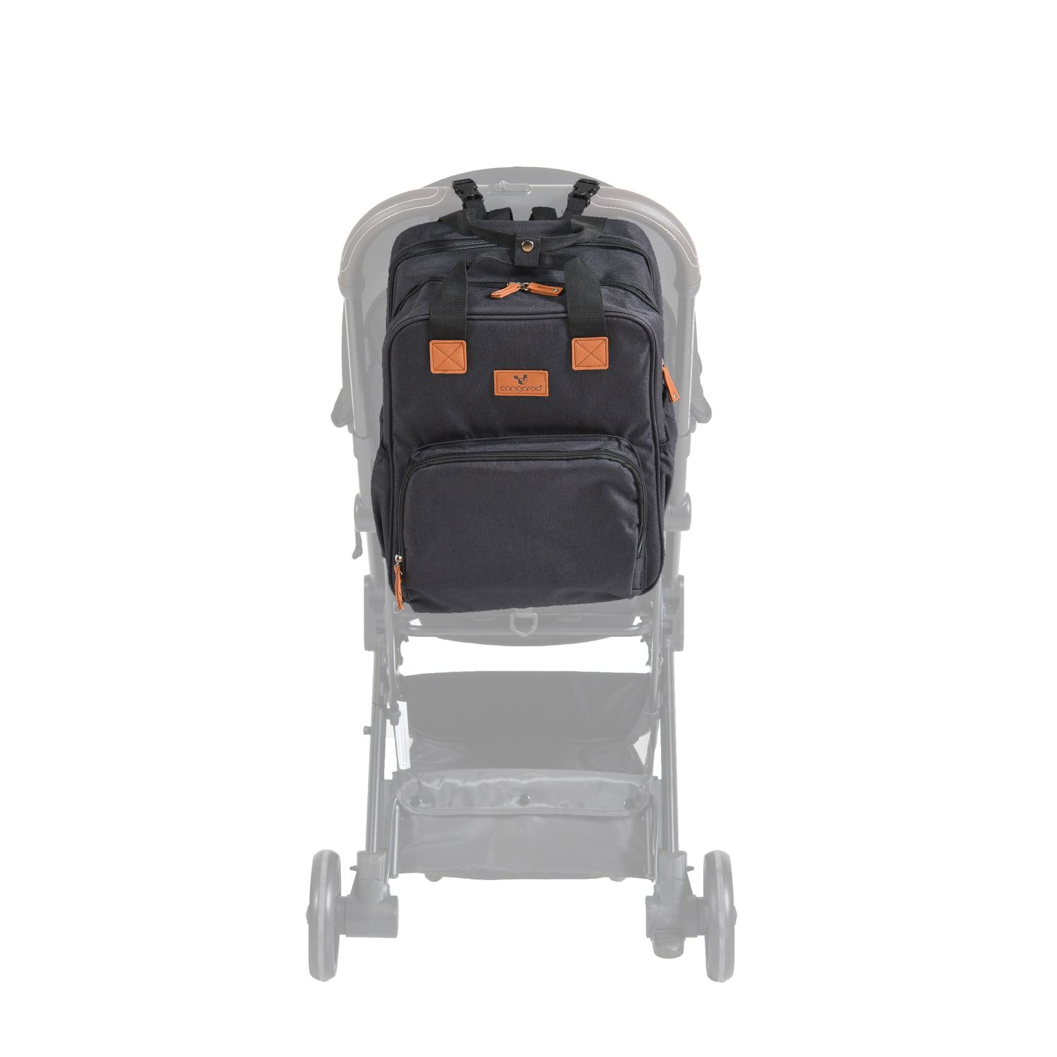 Cangaroo Kinderwagentasche Liana 2 in 1 Rucksack Babybett Reißverschluss Clips grau