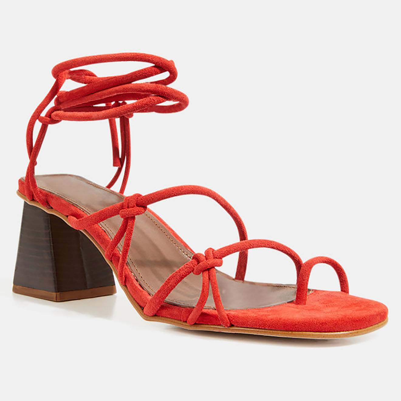 Alohas Sandales en Velours de Cuir Cuir Goldie rouge orangé - Talon 7 cm