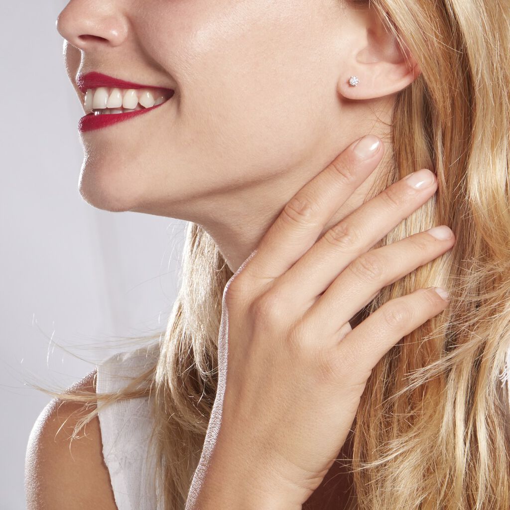 Boucles D'oreilles Puces Natalia Pl Platine Blanc Diamant