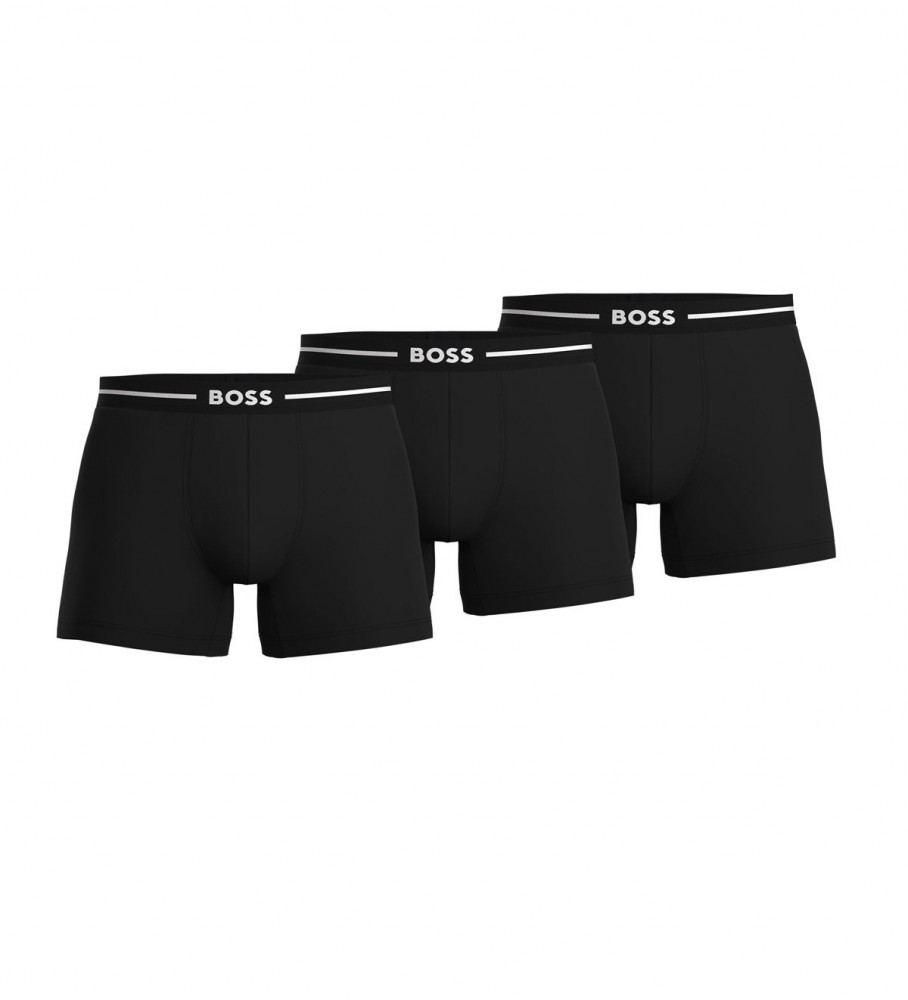 Pacote com 3 cuecas boxer pretas da BOSS