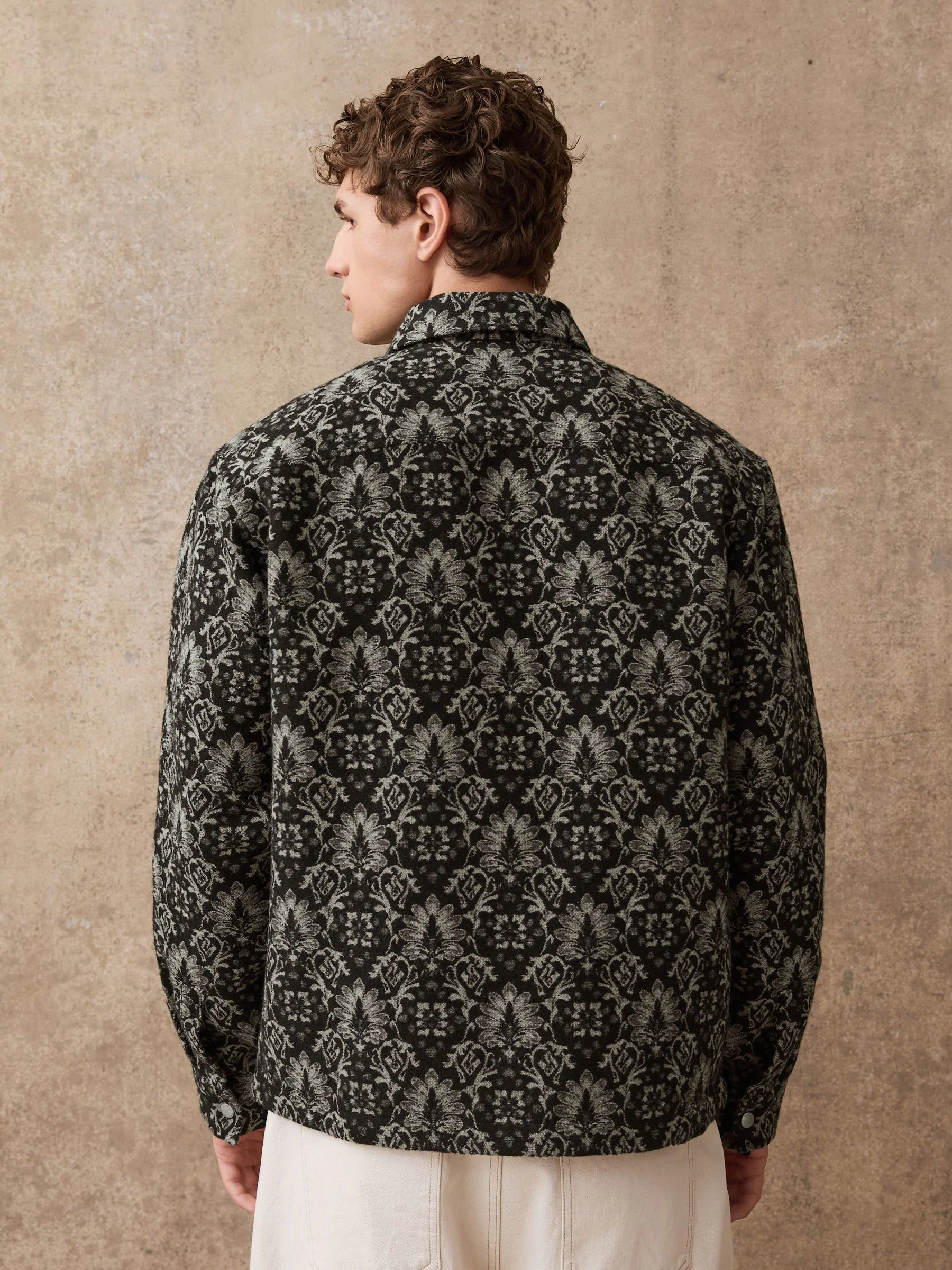 Zwart/wit - Medallion Printed Zipped Shacket