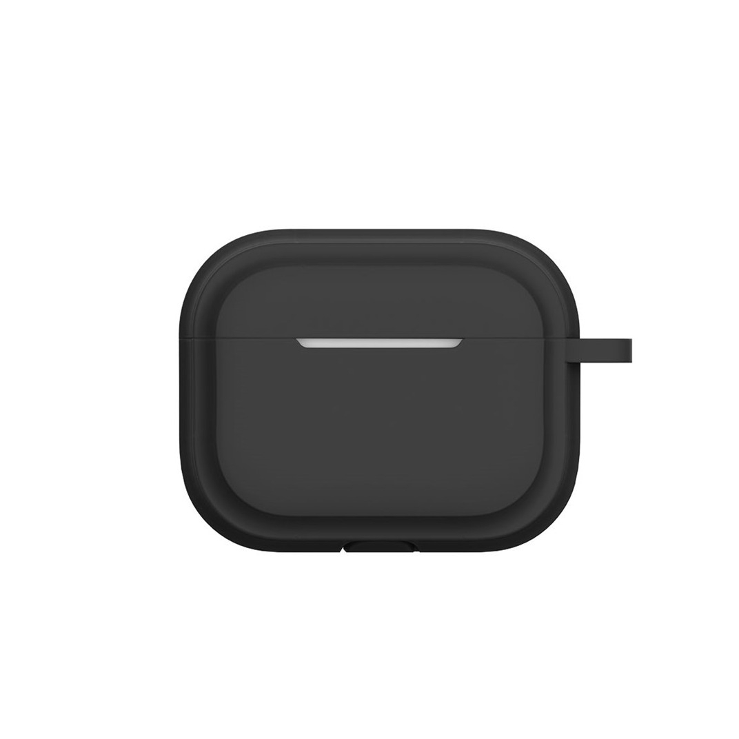 AirPods Pro 2 / AirPods Pro Rugged Silikon Case Schutzhülle Abdeckung mit Karabinerhaken - Schwarz (Matt)