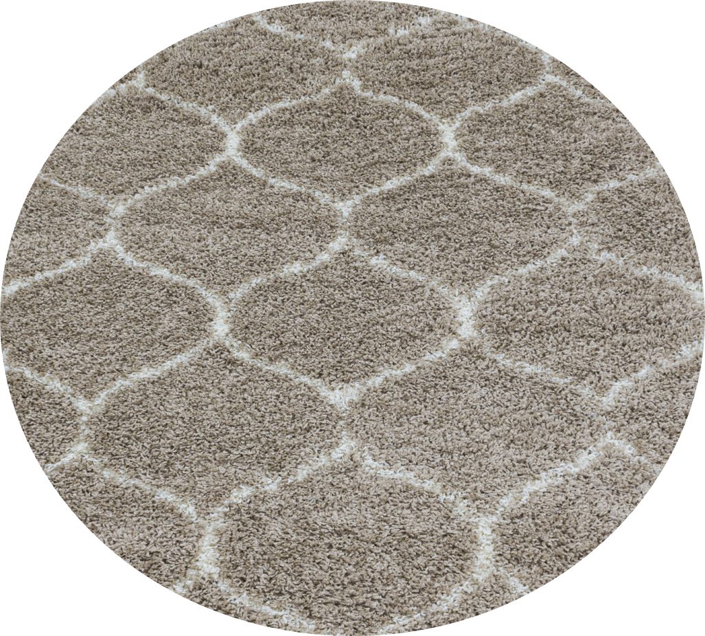 Stilvoller Runde Designer Hochflor Teppich | Skandinavisches Flair