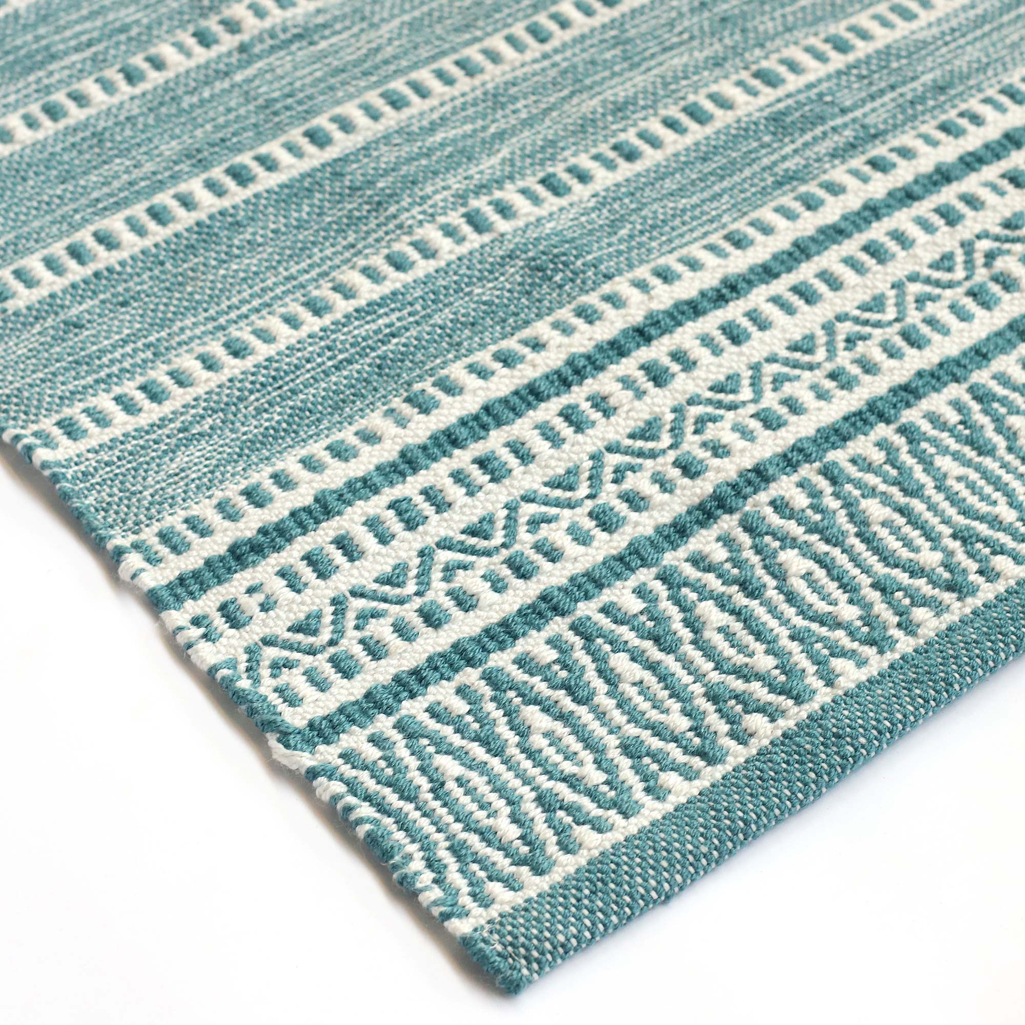 Mini-Rug 'Klotho' petrol-weiß, B 90 cm, L 60 cm von fischer's lagerhaus